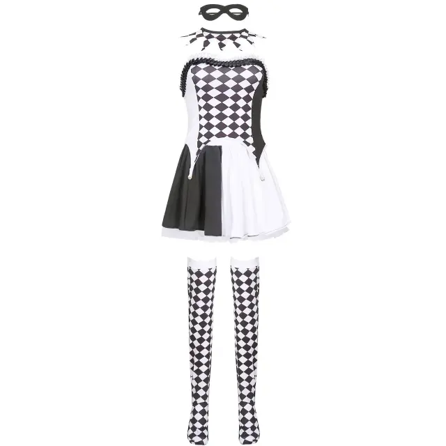 Halloween Clown Costume For Woman Anime Carnival Devil Queen Fancy Dress PQ9002