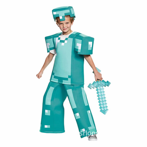Halloween Minecraft Costume for Kid Carnival Jumpsuit Cosplay Outfits PQ3683