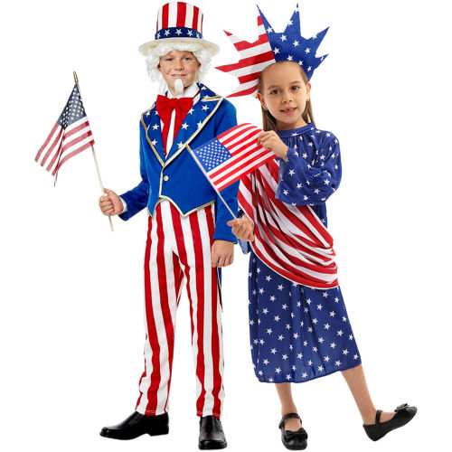 Halloween Uncle Sam's Costume American USA Independence Day Outfit PQ4307