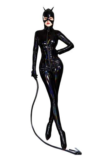 Colorful Wetlook PU Zentai Women Sexy Fetish Catsuit Faux Leather Jumpsuit PQ69039