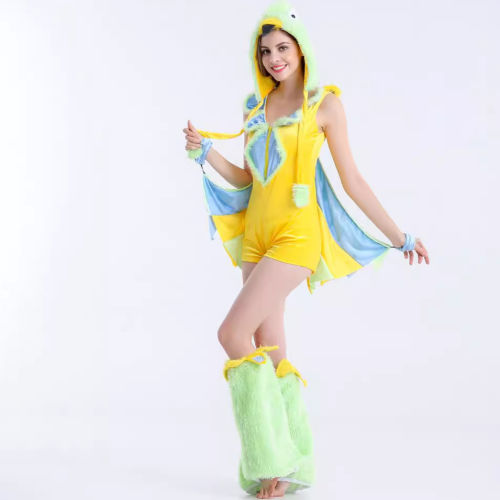 Faux Fur Parrot Costume Carnival Bird Uniform Cos Plush Animal Outfit PQ1645