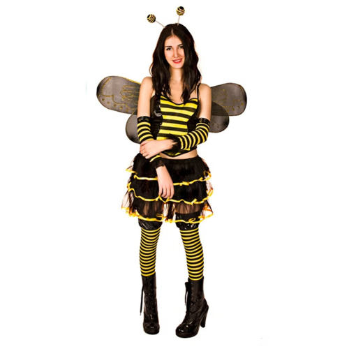 Halloween Bee Fancy Dress Carnival Cosplay Outfit Sexy Honeybee Costume With Wing PQ32