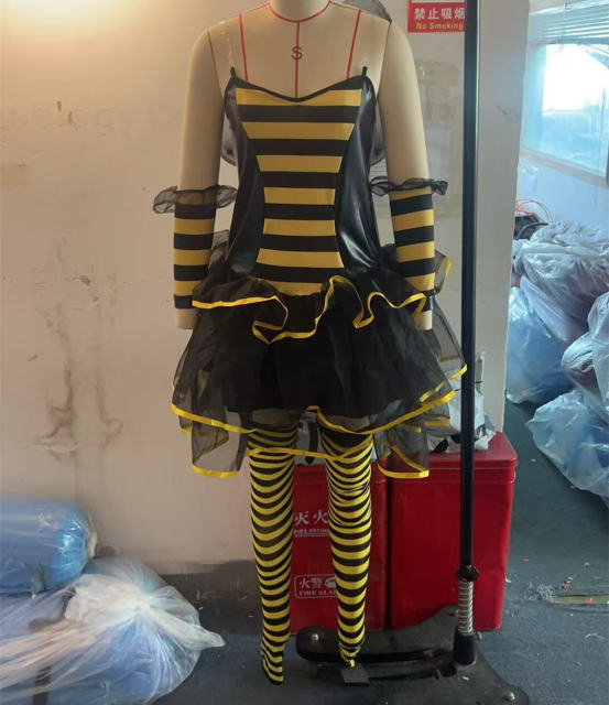 Halloween Bee Fancy Dress Carnival Cosplay Outfit Sexy Honeybee Costume With Wing PQ32