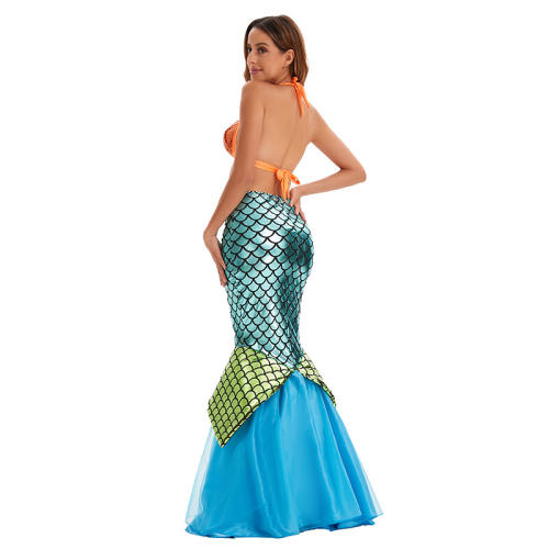 Halloween Mermaid Costume Woman PU Carnival Fairy Tale Fancy Dress PQ8371