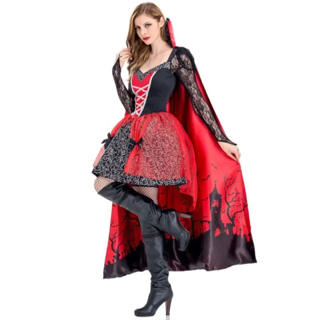 Carnival Devil Queen Fancy Dress Woman Halloween Evil Vampire Costume PQ40524