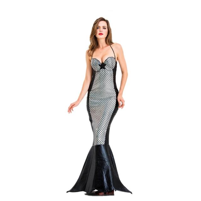 Halloween Mermaid Costume Woman PU Carnival Fairy Tale Fancy Dress PQ8371