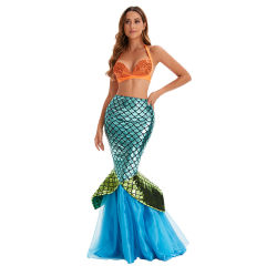 Halloween Mermaid Costume Woman PU Carnival Fairy Tale Fancy Dress PQ8371