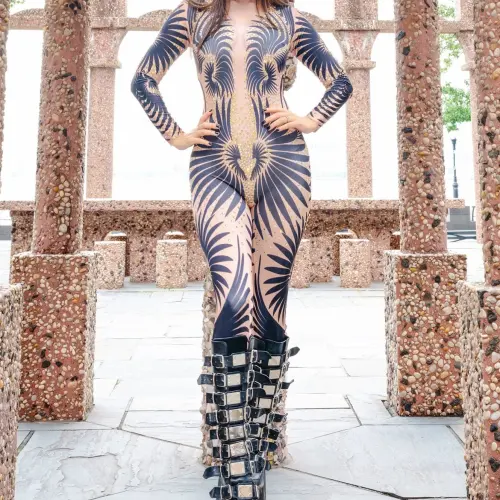 Digital Print Bodysuit For Women Plus Size Jumpsuit PQ1895