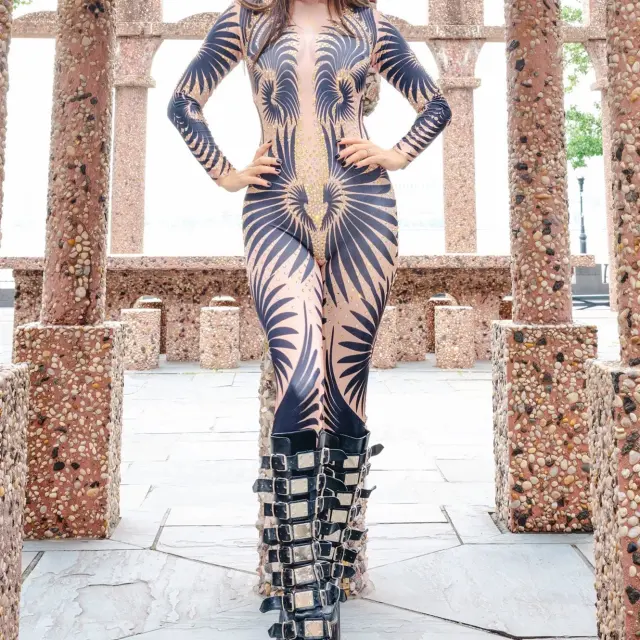 Digital Print Bodysuit For Women Plus Size Jumpsuit PQ1895