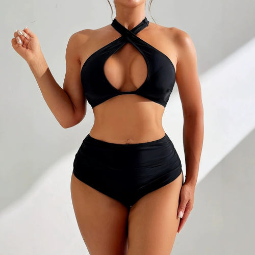 Women's Two-Piece Swimsuit Set, Cross Front Design Swimwear PQ53005