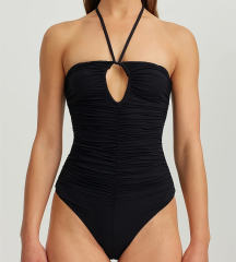 Ruched One-Piece Swimsuit, Halter Neck Swimwear for Women Bathing Suit PQ5054