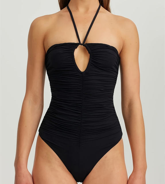 Ruched One-Piece Swimsuit, Halter Neck Swimwear for Women Bathing Suit PQ5054
