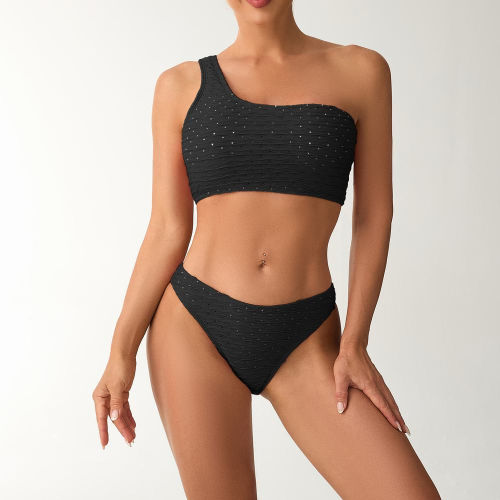 Women's Two-Piece Swimsuit Set, One Shoulder Swimwear PQ512556