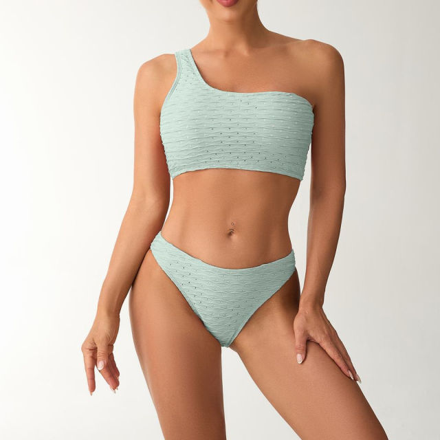 Women's Two-Piece Swimsuit Set, One Shoulder Swimwear PQ512556