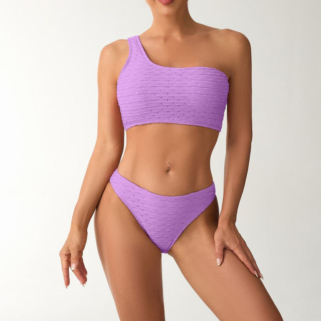 Women's Two-Piece Swimsuit Set, One Shoulder Swimwear PQ512556