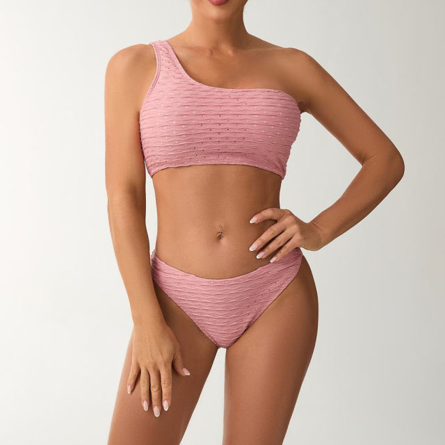 Women's Two-Piece Swimsuit Set, One Shoulder Swimwear PQ512556