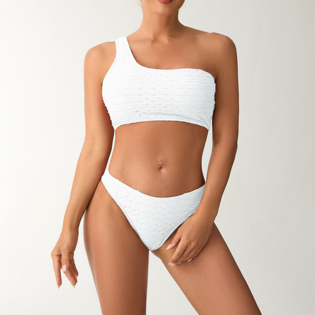 Women's Two-Piece Swimsuit Set, One Shoulder Swimwear PQ512556