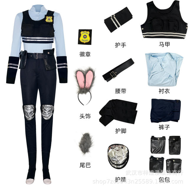 Zootopia Costume Carnival Zootropolis Uniform Animal Animated Films Cos Outfit PQ565