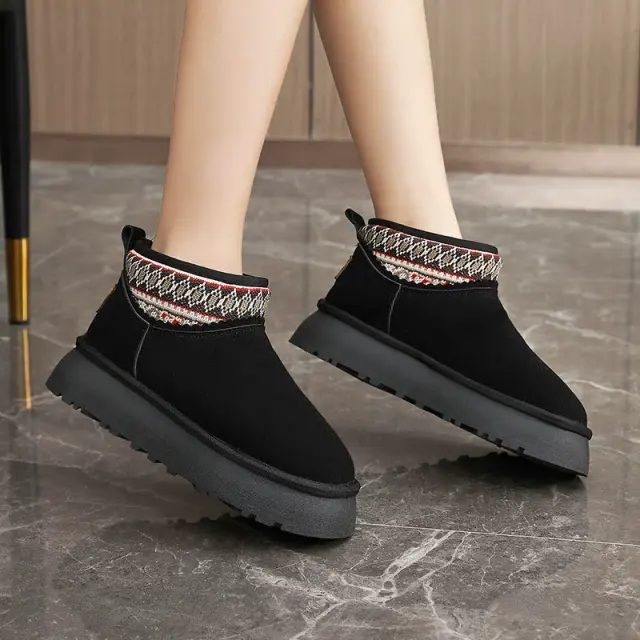 Women's Winter Outdoor Snow Boots - Slip-Resistant Platform Sneakers, Fleece-Lined PQ9986