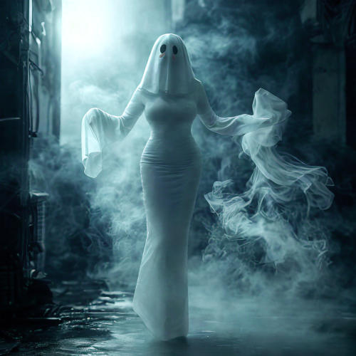 White Ghost Fancy Dress Cosplay Uniform Halloween COS Costume PQ8085