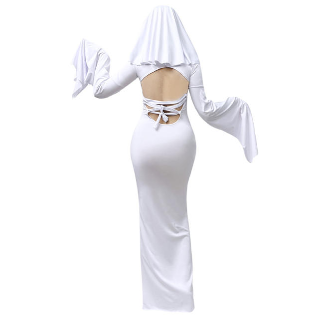 White Ghost Fancy Dress Cosplay Uniform Halloween COS Costume PQ8085