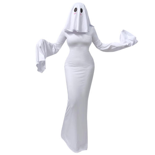 White Ghost Fancy Dress Cosplay Uniform Halloween COS Costume PQ8085