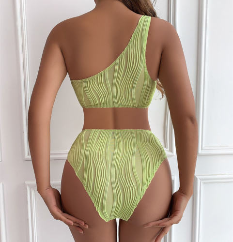 Solid Color One Piece Swimsuit Womens One Shoulder Bathing Suit PQ9049