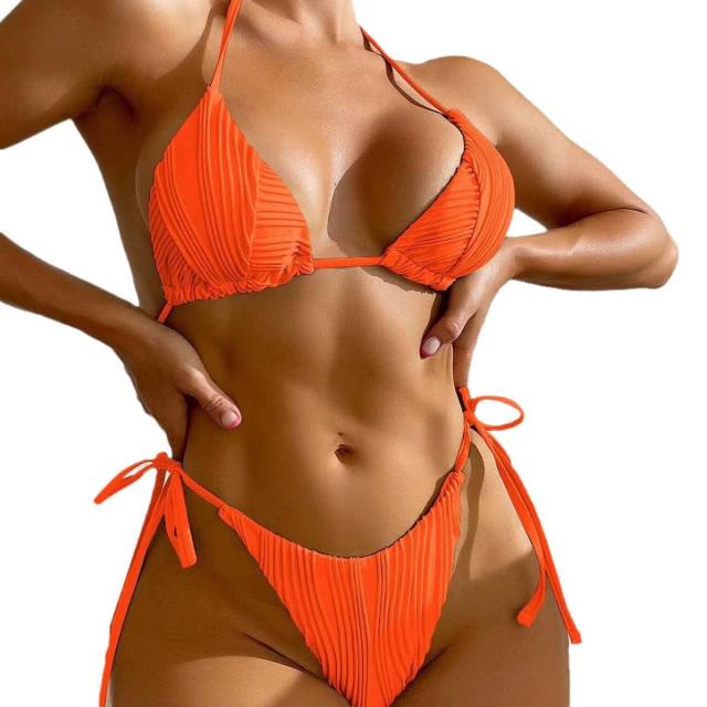 Womens Triangle Swimwear Sexy Halter Bikinis Set Low Waist Bathers PQ9029