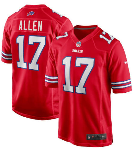 Buffalo Bills Fan Apparel Allen American Football Jersey T-shirt PQ-QY18