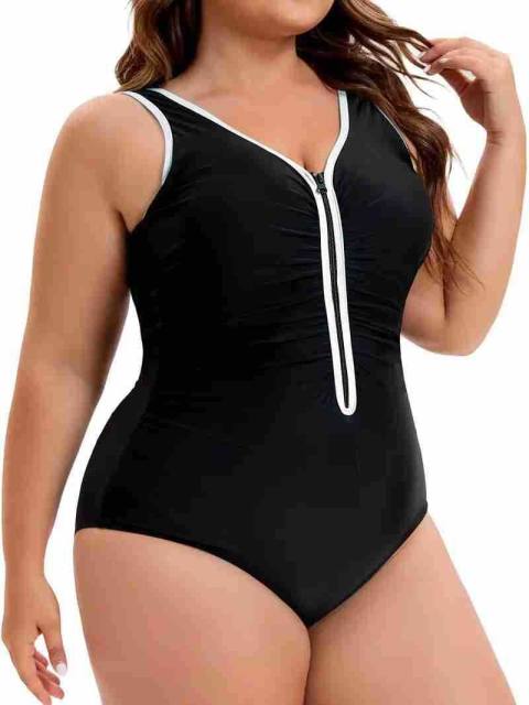 Chubby Women's One Piece Swimsuit, Plus Size Athletic Swimwear PQ300
