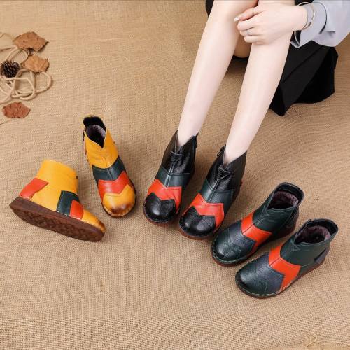 Woman Genuine Leather Winter Boots For Female Fashion Martin Shoes PQ9505