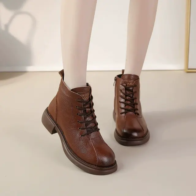 Woman Fashion Cowhide Martin Shoes Genuine Leather Winter Boots For Female PQ3030