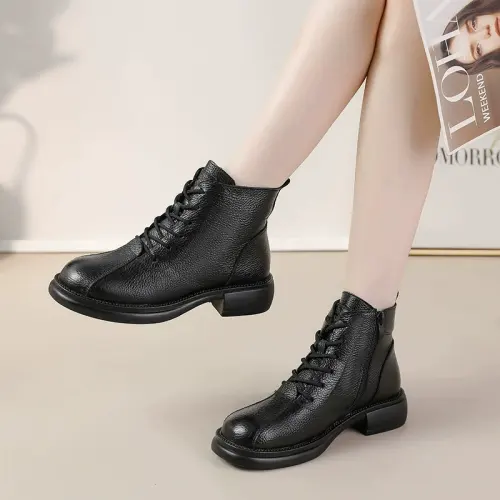 Woman Fashion Cowhide Martin Shoes Genuine Leather Winter Boots For Female PQ3030