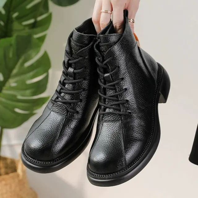 Woman Fashion Cowhide Martin Shoes Genuine Leather Winter Boots For Female PQ3030