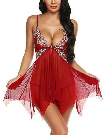 Women Mesh Babydoll Lingerie Wholesale Embroidery Sleepwear Sexy Nightdress PQ520