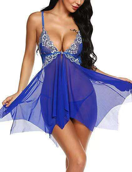 Women Mesh Babydoll Lingerie Wholesale Embroidery Sleepwear Sexy Nightdress PQ520