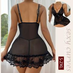 Women Lace Babydoll Lingerie V-neck Sleepwear Sexy Chemise Night Dress PQ2459
