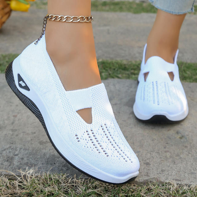 Wholesale Womens Mesh Sneakers Hole Casul Shoes Flyknit Sport Shoes PQ-SK888