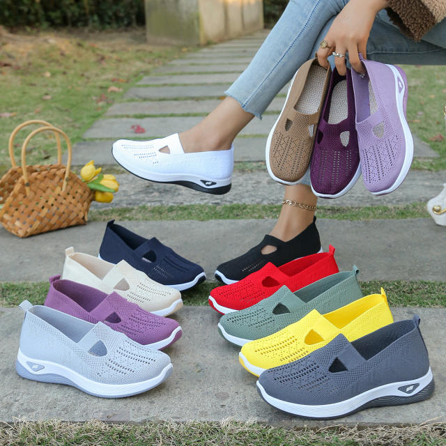 Wholesale Womens Mesh Sneakers Hole Casul Shoes Flyknit Sport Shoes PQ-SK888