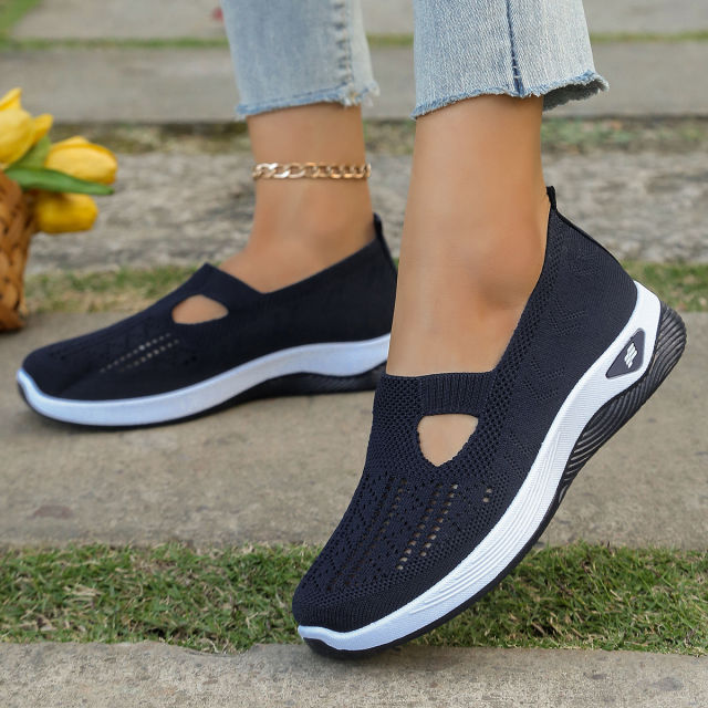 Wholesale Womens Mesh Sneakers Hole Casul Shoes Flyknit Sport Shoes PQ-SK888