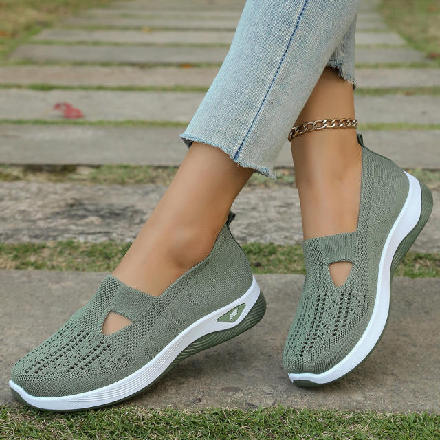 Wholesale Womens Mesh Sneakers Hole Casul Shoes Flyknit Sport Shoes PQ-SK888