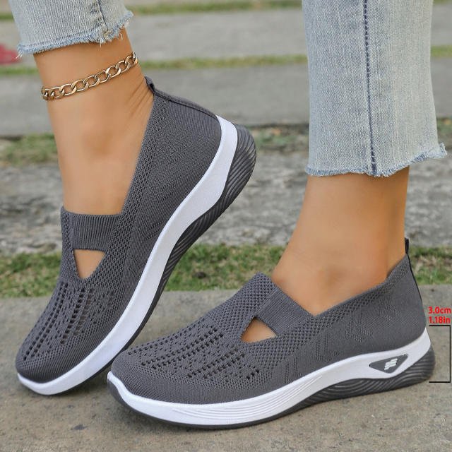 Wholesale Womens Mesh Sneakers Hole Casul Shoes Flyknit Sport Shoes PQ-SK888