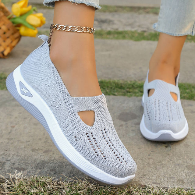 Wholesale Womens Mesh Sneakers Hole Casul Shoes Flyknit Sport Shoes PQ-SK888