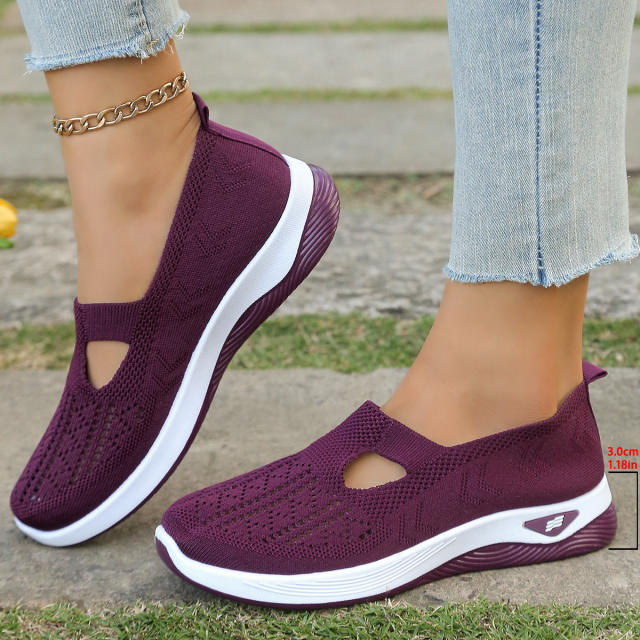 Wholesale Womens Mesh Sneakers Hole Casul Shoes Flyknit Sport Shoes PQ-SK888