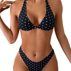Women's Polka Dot Bikini Set, High Cut Bottom Two Piece Swimsuit PQ-26-91