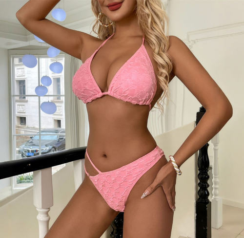 Women's Textured Triangle Bikini Set, Two Piece Swimsuit for Female PQ-W72