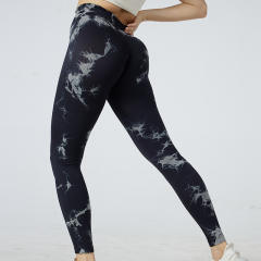 Women Seamless Bubble Butt Yoga Pants High Waist Tie Dyed Sport Leggings PQ-K030