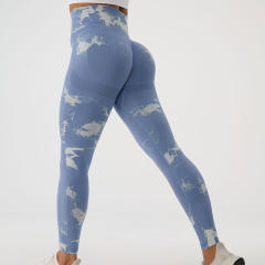 Women Seamless Bubble Butt Yoga Pants High Waist Tie Dyed Sport Leggings PQ-K030
