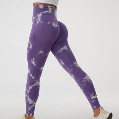 Women Seamless Bubble Butt Yoga Pants High Waist Tie Dyed Sport Leggings PQ-K030
