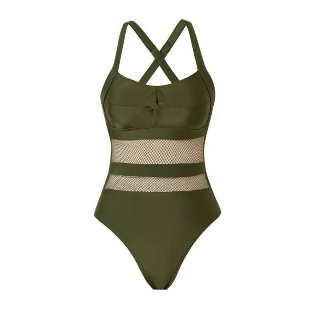 Chic One-Piece Swimsuit with Mesh Inserts, Swimwear for Women PQ-GM24165